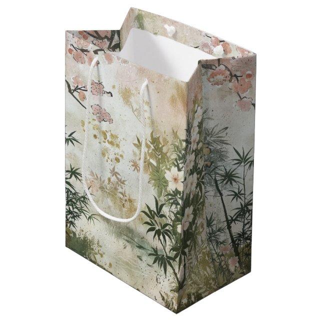 Cherry Blossom Garden Scene (6) Medium Gift Bag (Front Angled)