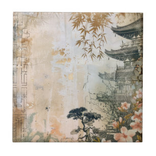Cherry Blossom Garden Scene (7) Ceramic Tile