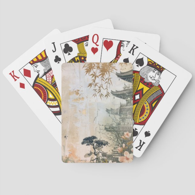 Cherry Blossom Garden Scene (7) Playing Cards (Back)