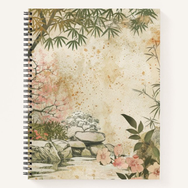 Cherry Blossom Garden Scene (8) Notebook (Front)