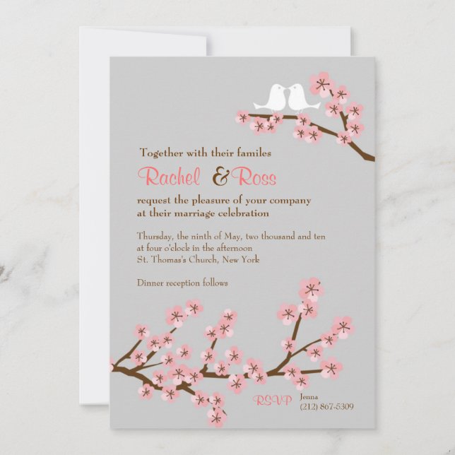Cherry Blossom Garden Wedding Invitation (Front)