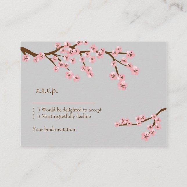 Cherry Blossom Garden Wedding RSVP Card (Front)