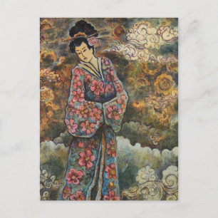 Cherry Blossom Geisha, Fine Art Products Postcard