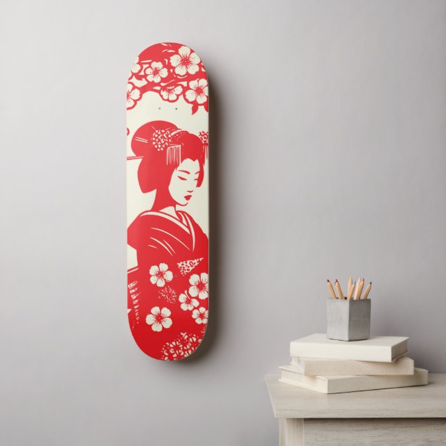 Cherry Blossom Geisha II Skateboard (Wall Art)