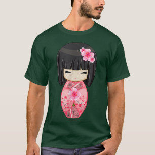 Cherry Blossom Geisha Japanese Kokeshi Doll T-Shirt