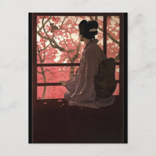 CHERRY BLOSSOM GEISHA POSTCARD