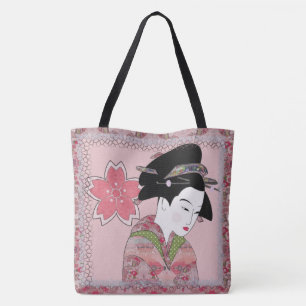 Cherry Blossom Geisha Tote Bag