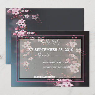 Cherry Blossom Geometric Floral RSVP Invitation