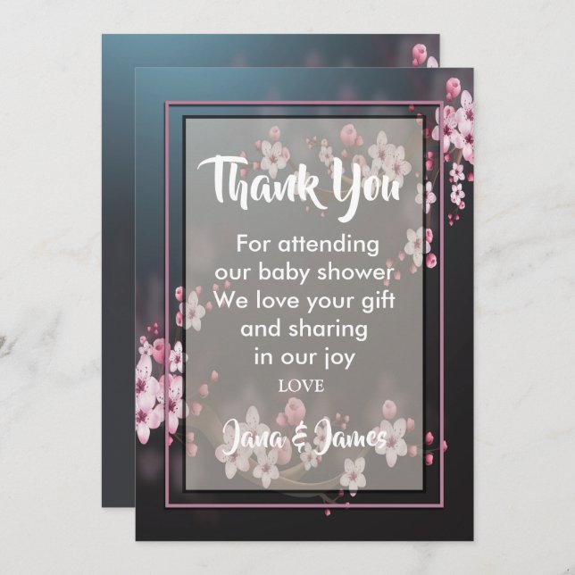 Cherry Blossom Geometric Floral thank you Invitation (Front/Back)