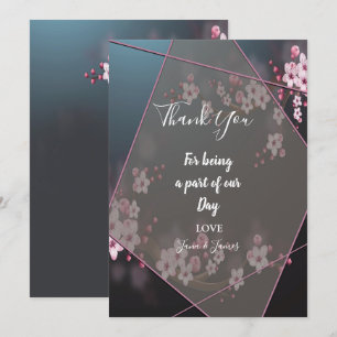 Cherry Blossom Geometric Floral thank you Invitation