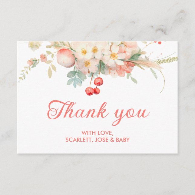 Cherry Blossom Girl Baby Shower Thank You Enclosure Card (Front)