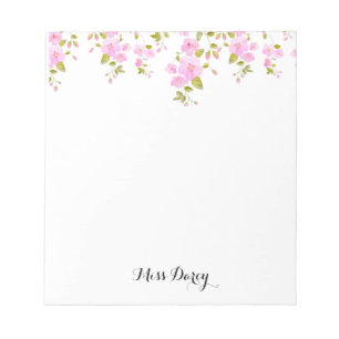 Cherry Blossom Girly Pink Floral Custom Notepad
