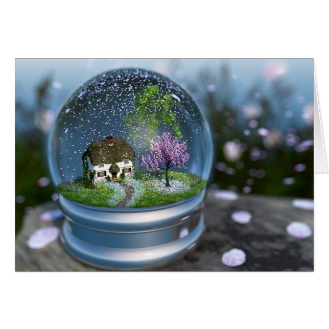 Cherry Blossom Globe Card (Front Horizontal)