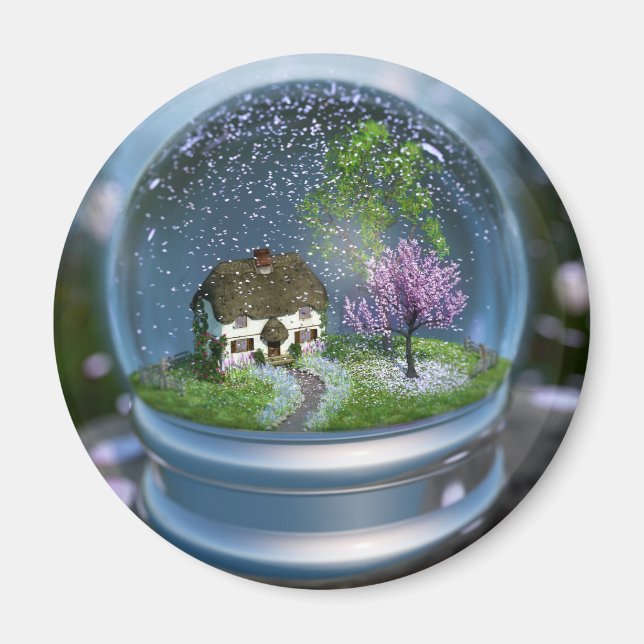 Cherry Blossom Globe Magnet (Front)