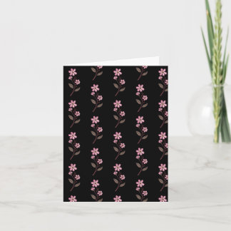 Cherry Blossom Greetings Card - Black Pattern