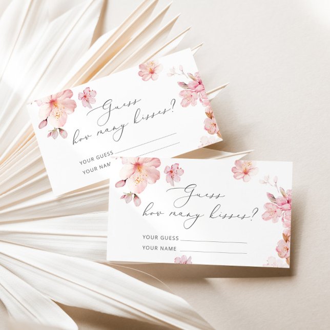 Cherry blossom guess how many kisses bridal game enclosure card (Creator Uploaded)