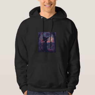Cherry Blossom Halloween Black Cat Witch Hat Hoodie