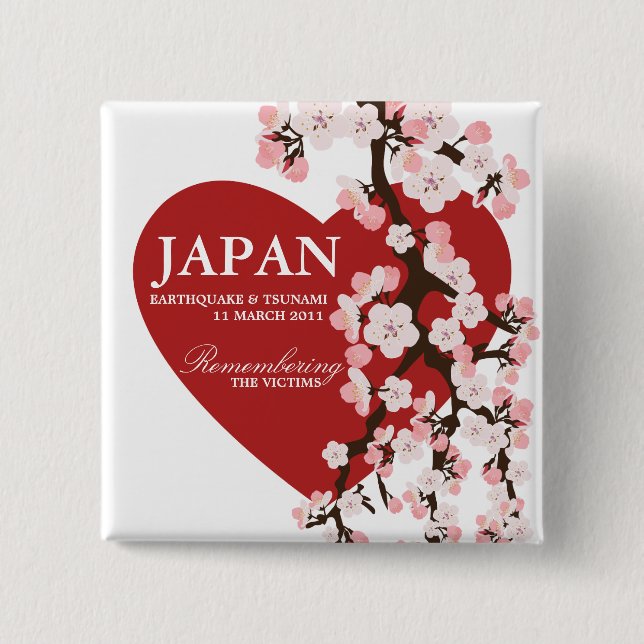 CHERRY BLOSSOM HEART 15 CM SQUARE BADGE (Front)