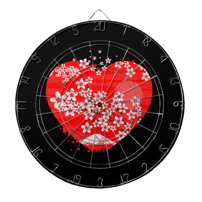 Cherry Blossom Heart    Dartboard (Front)