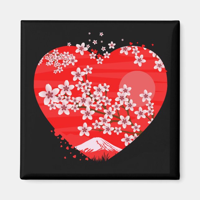 Cherry Blossom Heart Magnet (Front)