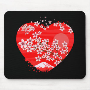 Cherry Blossom Heart Mouse Pad