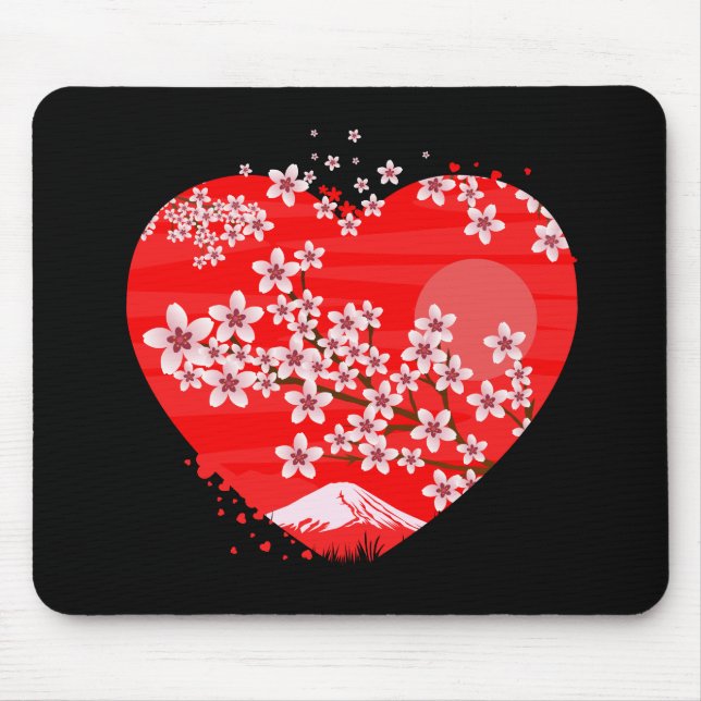 Cherry Blossom Heart Mouse Pad (Front)