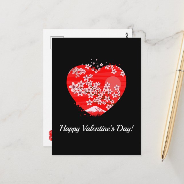 Cherry Blossom Heart Postcard (Front/Back In Situ)