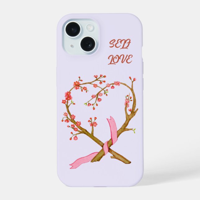 Cherry Blossom Heart Self Love Phone Case (Back)