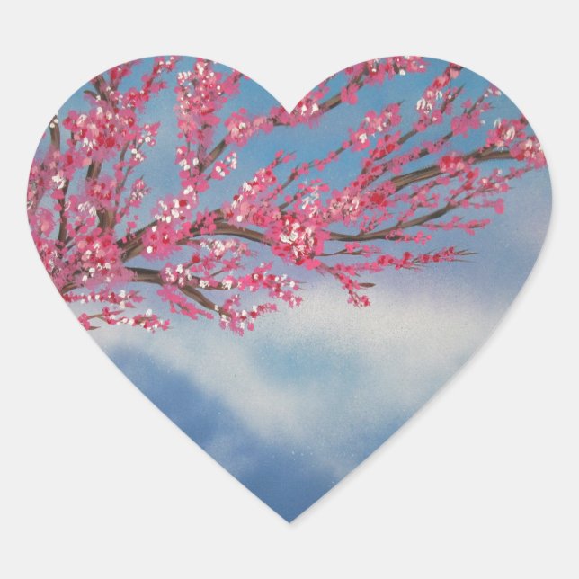 Cherry Blossom Heart Sticker (Front)