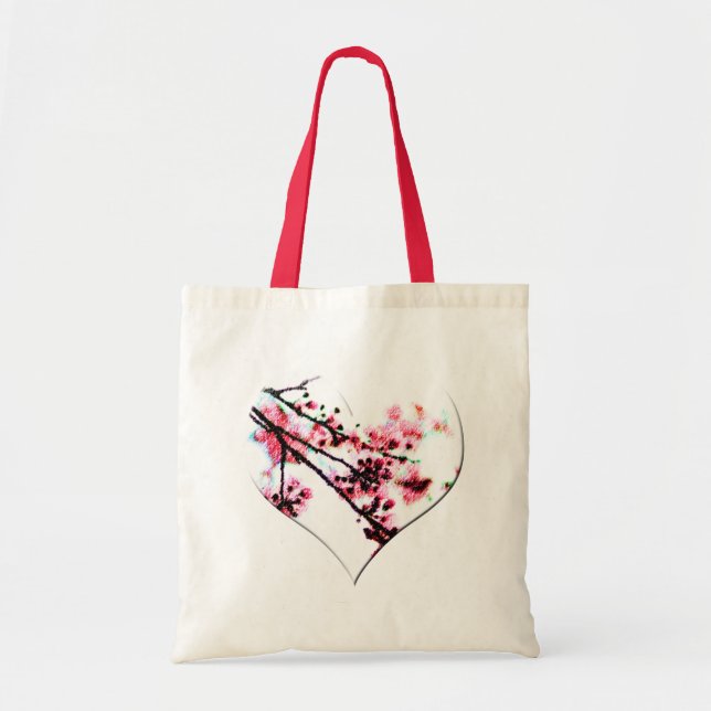 Cherry Blossom Heart Tote Bag (Front)