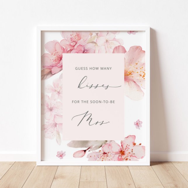 Cherry blossom how many kisses bridal shower game poster (Creator Uploaded)