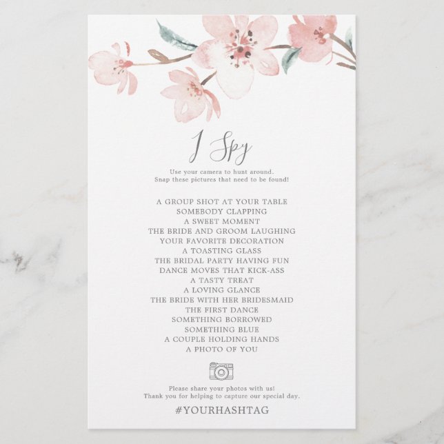 Cherry Blossom I Spy Photo Scavenger Hunt Game Flyer (Front)