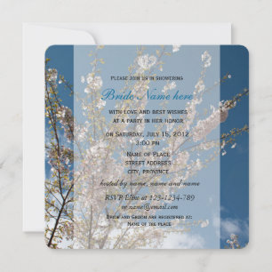 cherry blossom in blue sky bridal shower invitatio invitation