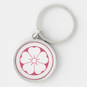 Cherry blossom in circle key ring