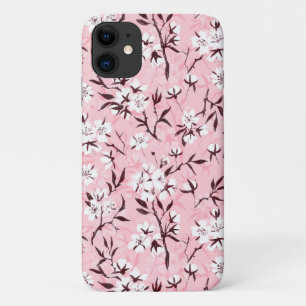 Cherry blossom in pink and blue iPhone 11 case