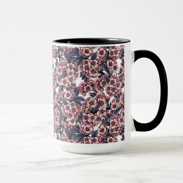 Cherry blossom in pink and blue mug (Right)