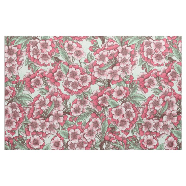 Cherry blossom in pink and mint fabric (Fat Quarter)
