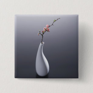 Cherry blossom in vase 15 cm square badge