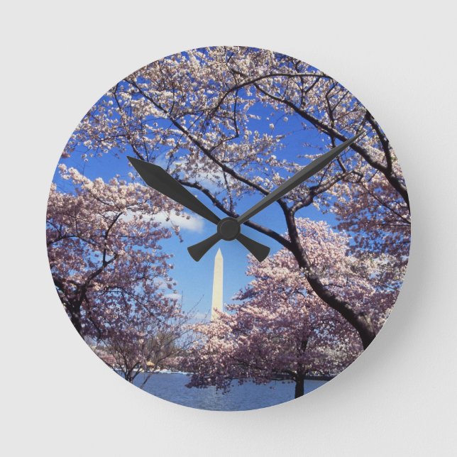 Cherry blossom in Washington DC Round Clock (Front)