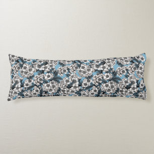 Cherry blossom in white and blue body cushion