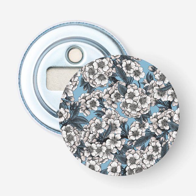 Cherry blossom in white and blue bottle opener (Front)