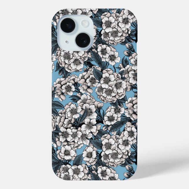 Cherry blossom in white and blue Case-Mate iPhone case (Back)