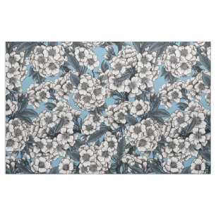 Cherry blossom in white and blue fabric
