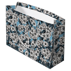Cherry blossom in white and blue large gift bag