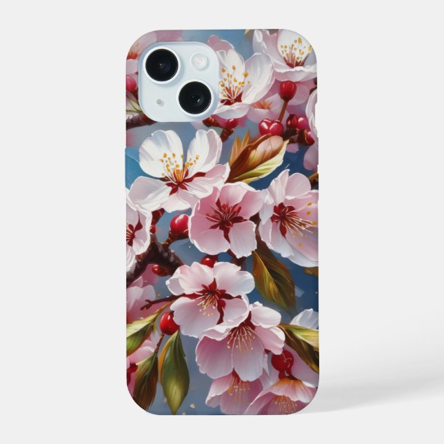 Cherry blossom iPhone 15 case (Back)