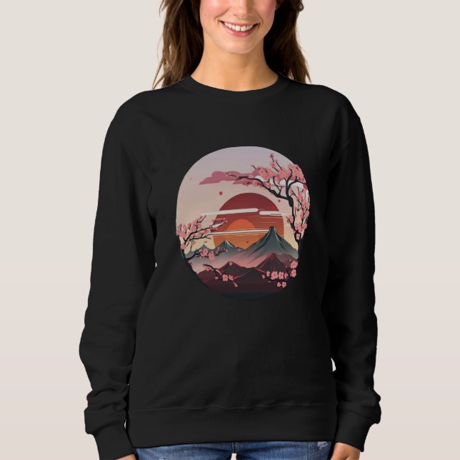 Cherry Blossom Japanese Aesthetic Flower Vintage Sweatshirt (Front)