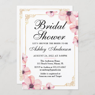 Cherry Blossom Japanese Bridal Shower Invitation