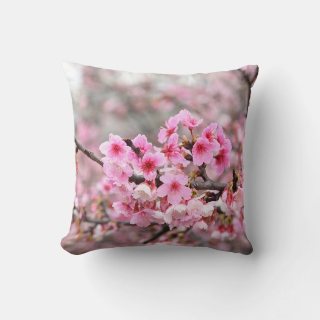 Cherry blossom Japanese floral pink Tree Flowers  Cushion (Front)