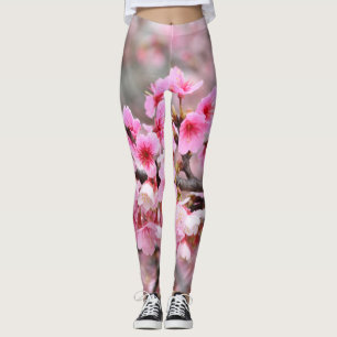 Cherry blossom Japanese floral pink Tree Flowers Leggings