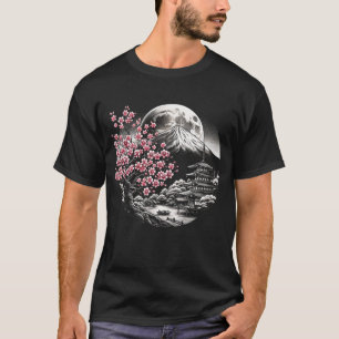 Cherry Blossom Japanese Garden Geisha Mount Fuji T-Shirt